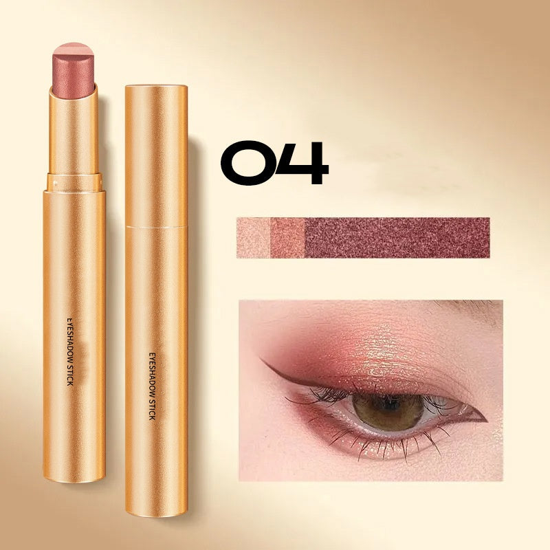 Three-Color Eyeshadow Stick, Fine Shimmer Gradient Contour Highlighter