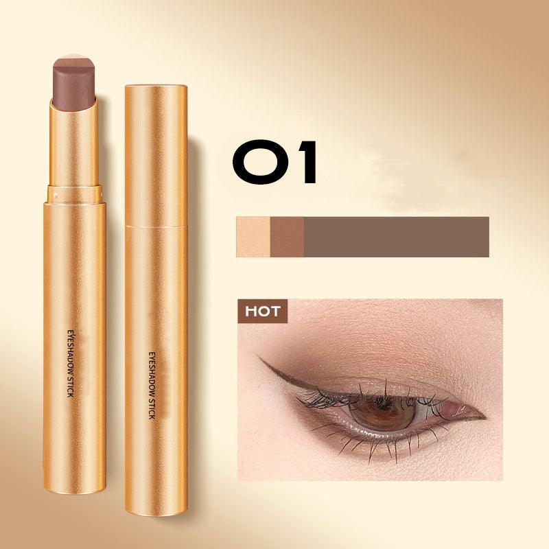 Three-Color Eyeshadow Stick, Fine Shimmer Gradient Contour Highlighter