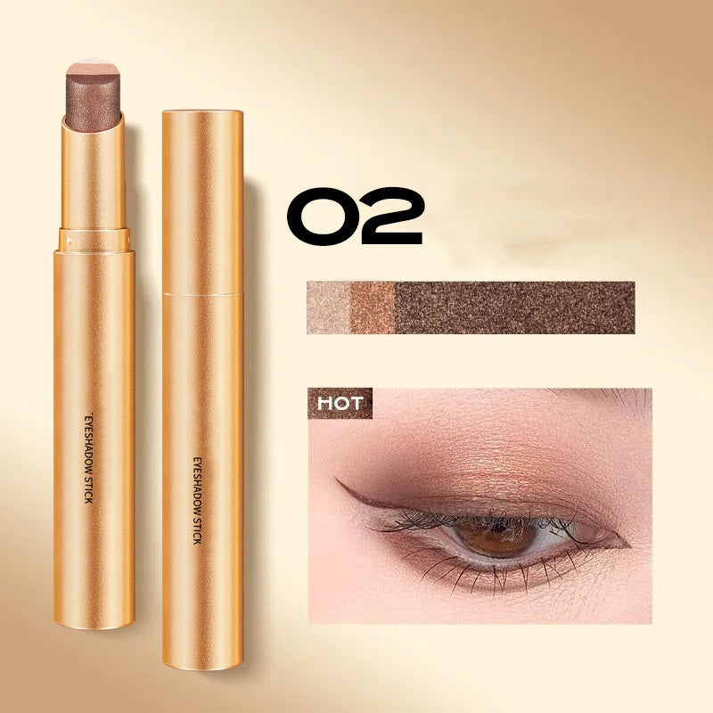 Three-Color Eyeshadow Stick, Fine Shimmer Gradient Contour Highlighter