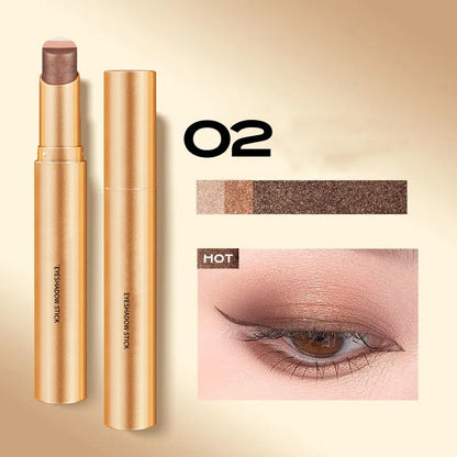 Three-Color Eyeshadow Stick, Fine Shimmer Gradient Contour Highlighter