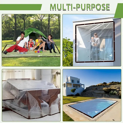 8*10FT PE Heavy-Duty Waterproof Clear Tarps with Grommets