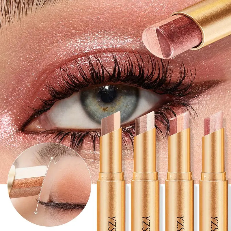 Three-Color Eyeshadow Stick, Fine Shimmer Gradient Contour Highlighter